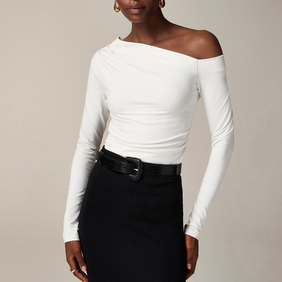 J. Crew Tops - J Crew Asymmetrical off-the-shoulder top in stretch cotton blend